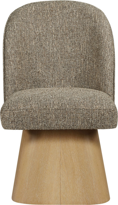 Claymore Linen Textured Fabric Upholstered Dining Side Chair, Natural Wood