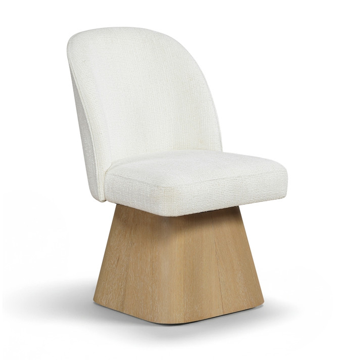 Claymore Linen Textured Fabric Upholstered Dining Side Chair, Natural Wood