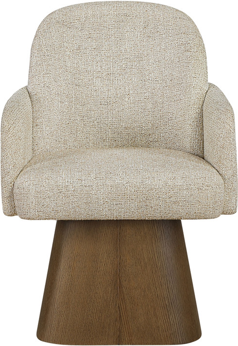 Claymore Linen Textured Fabric Upholstered Dining Armchair, Brown Walnut