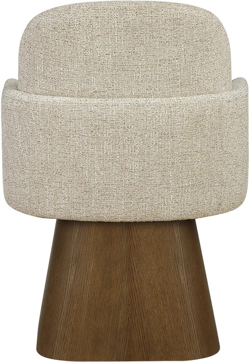 Claymore Linen Textured Fabric Upholstered Dining Armchair, Brown Walnut