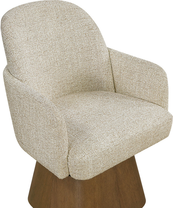 Claymore Linen Textured Fabric Upholstered Dining Armchair, Brown Walnut