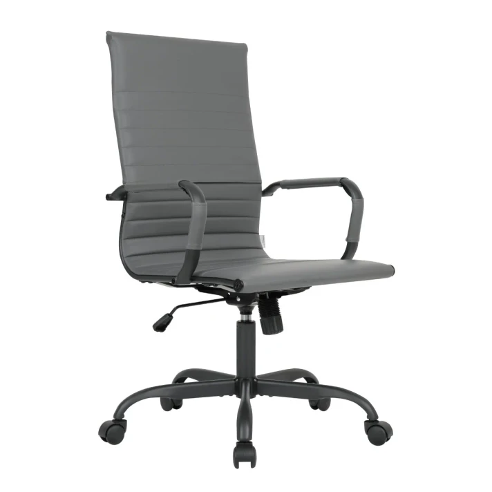 Hinkle Leather High-Back Adjustable Office Conference Chair with Armrests