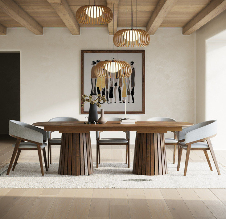 Chastain Mid-Century Modern Walnut Extendable Dining Table