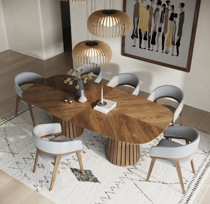 Chastain Mid-Century Modern Walnut Extendable Dining Table
