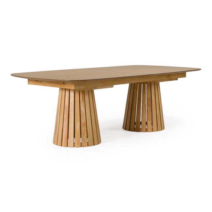Chastain Mid-Century Modern Natural Oak Extendable Dining Table