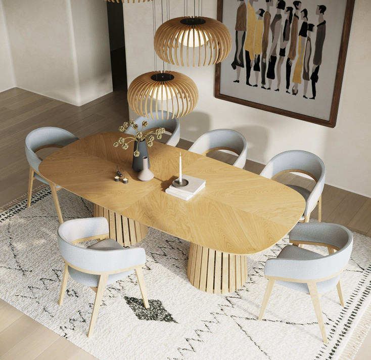 Chastain Mid-Century Modern Natural Oak Extendable Dining Table