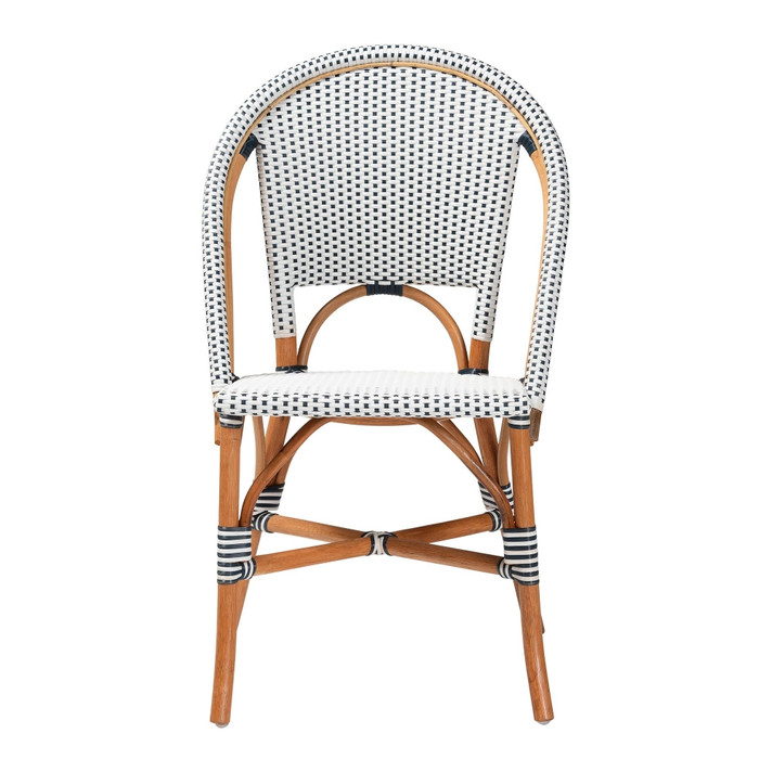 Eileen Classic French Dining Chair, Set of Two, White & Navy Blue