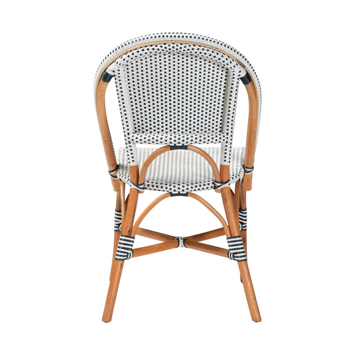 Eileen Classic French Dining Chair, Set of Two, White & Navy Blue