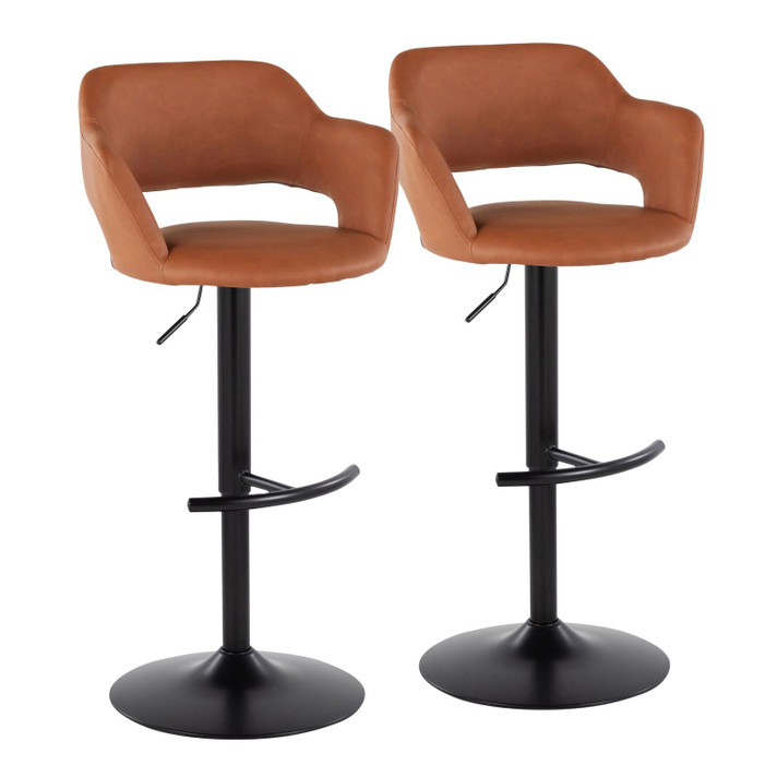 Makenzie Adjustable Barstool, Brown Black, Set of 2