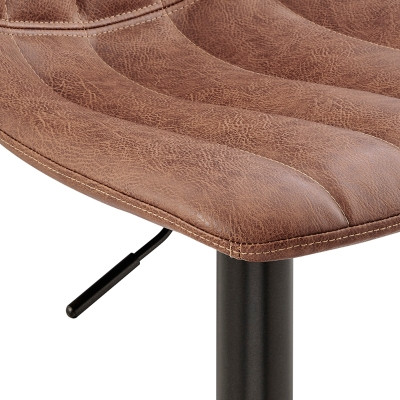 Duvall Faux Leather Gaslift Swivel Bar Stool, Umber Brown