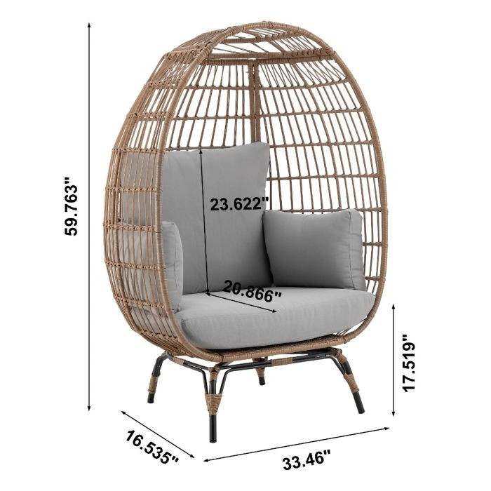Esparza Freestanding Egg Chair, Tan and Weathered Grey