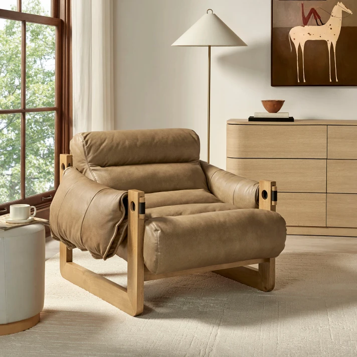 Noland Vegan Leather Sling Lounge Chair