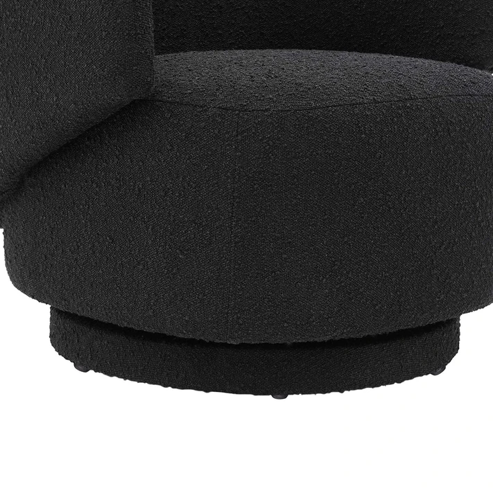 Clarissa Boucle Fabric Swivel Chair in Black