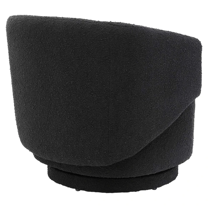 Clarissa Boucle Fabric Swivel Chair in Black