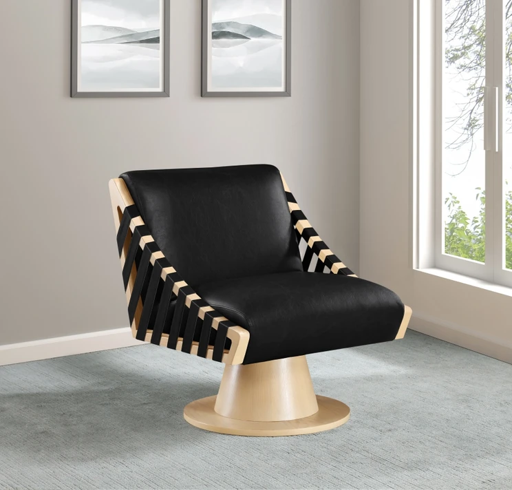 Mallory Vegan Leather Black Accent Chair