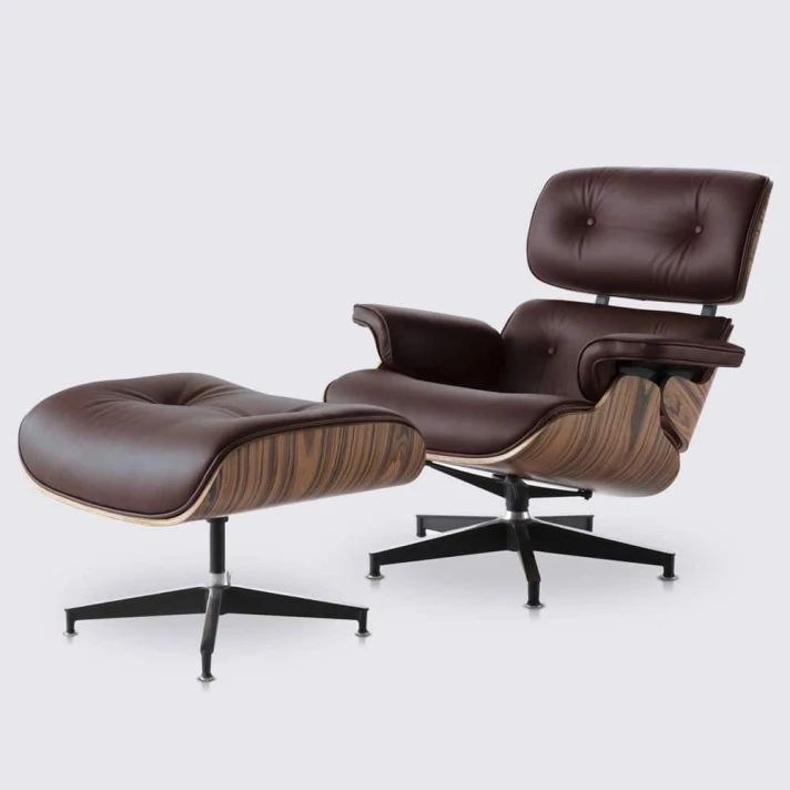 Eastland Mid-Century Top Grain Leather Swivel Lounge Chair with Ottoman, Living Room and Office, Tall Lounge Chair, Chocolate