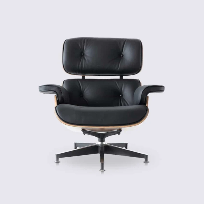 Eastland Mid-Century Top Grain Leather Swivel Lounge Chair with Ottoman, Living Room and Office, Tall Lounge Chair, Black