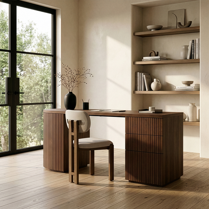 Alberto Fluted Walnut Desk