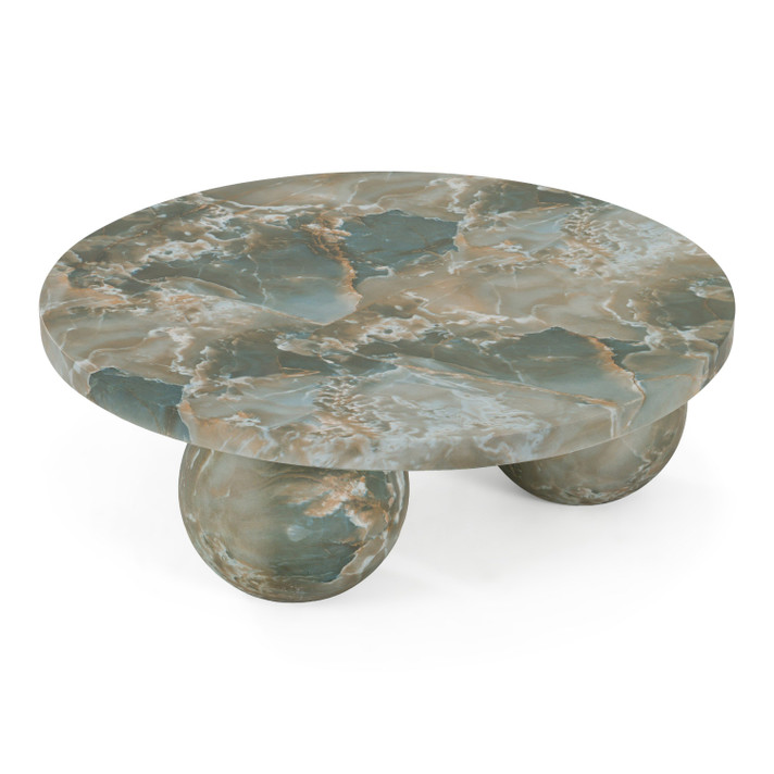 Wassi Modern Faux Marble Concrete Round Coffee Table