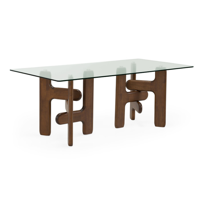 Vesper Glass + Walnut Rectangular Dining Table