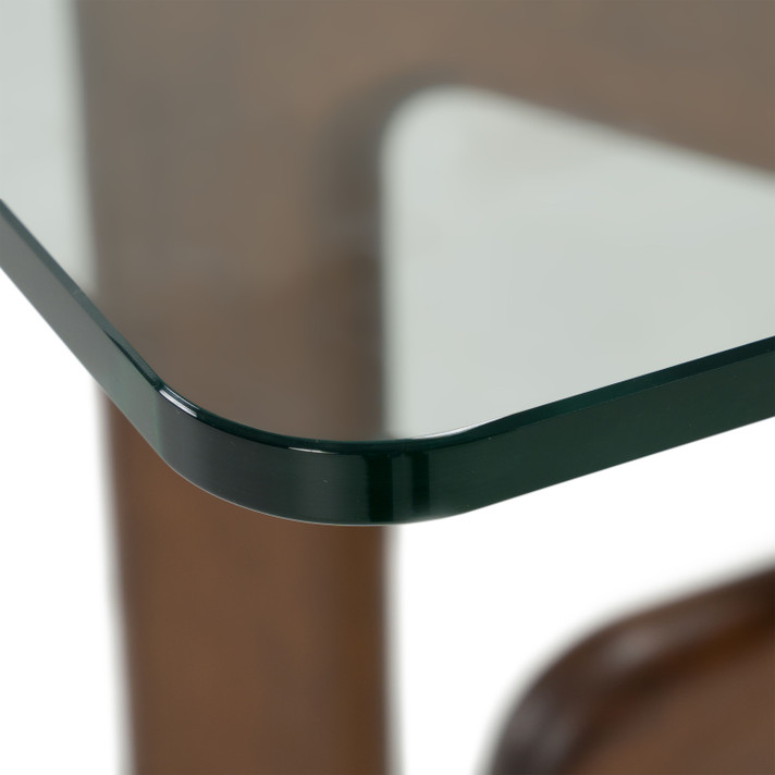 Vesper Glass + Walnut Rectangular Dining Table