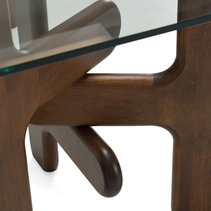 Vesper Glass + Walnut Rectangular Dining Table