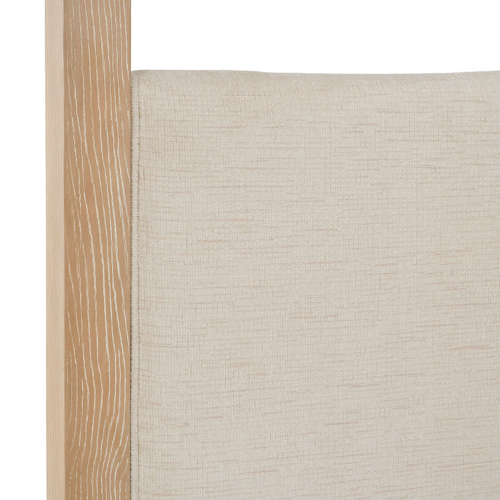 Escata Beige Fabric + Natural Oak Canopy Bed, Eastern King
