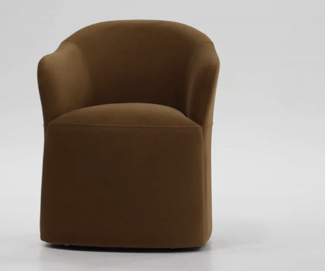 Keller Brown Fabric Dining Chair w/ Castor Wheels