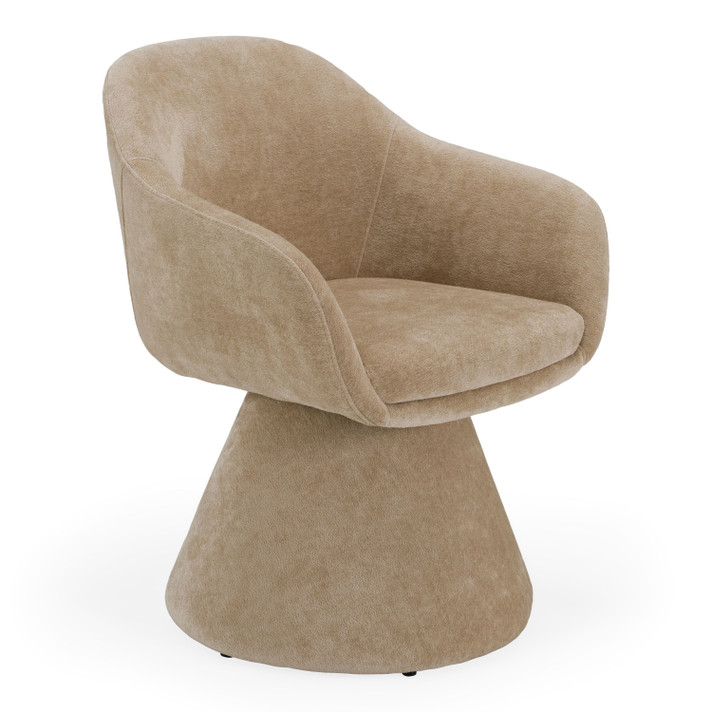 Reece Modern Swivel Beige Fabric Dining Chair