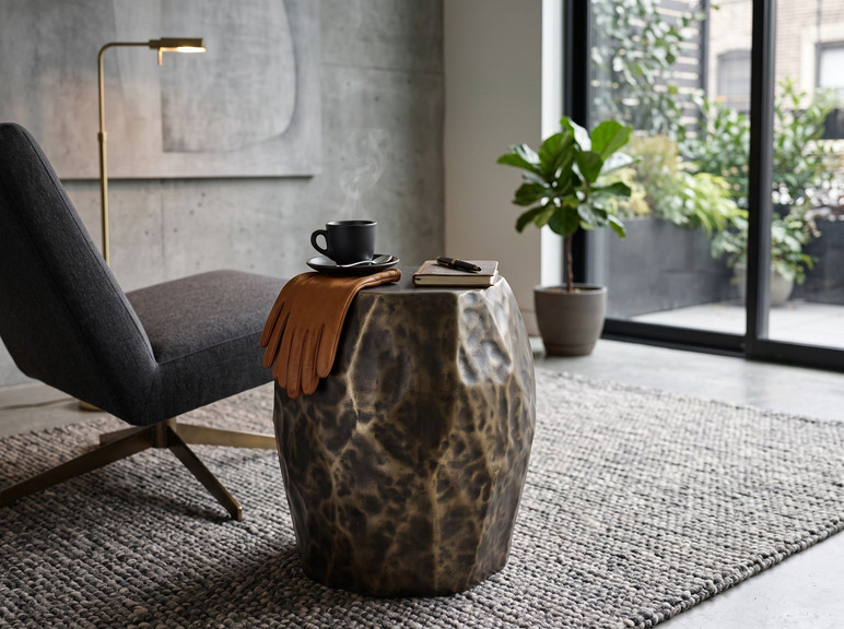 Koffi Black + Bronze Concrete End Table
