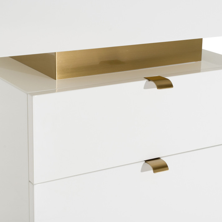 Traverse Modern Gloss White and Brushed Gold Office Desk