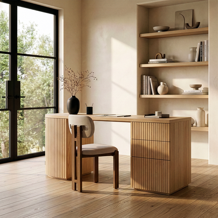 Oneal Fluted Natural Ash Desk
