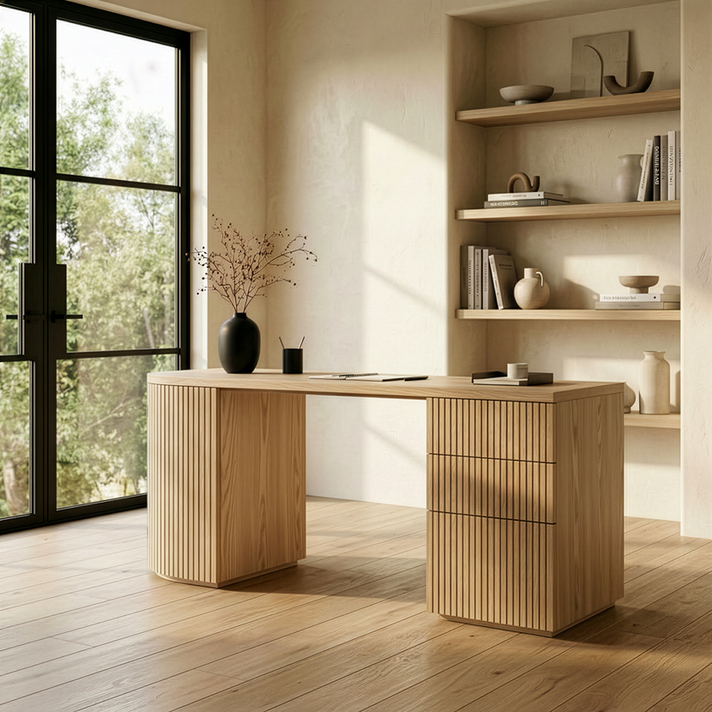 Oneal Fluted Natural Ash Desk