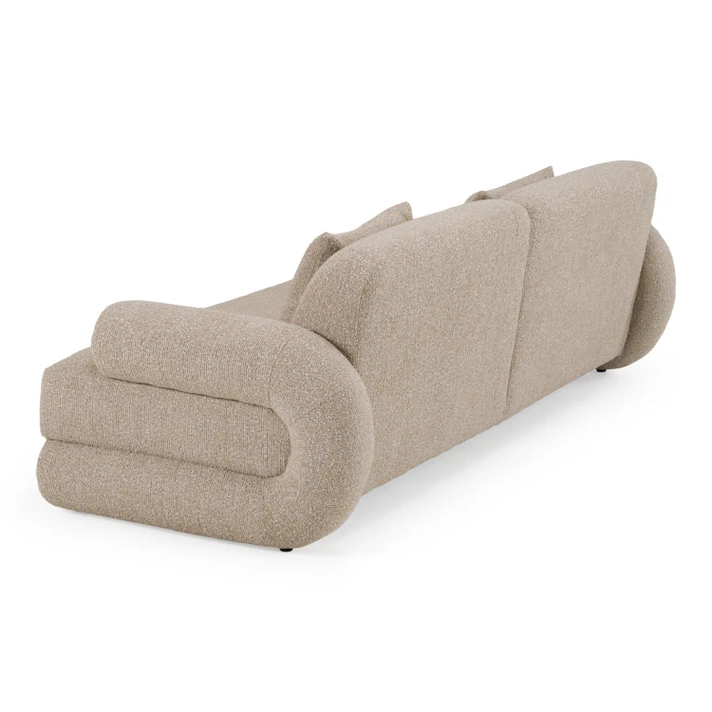 Odessa Beige Fabric + White Burl Sofa