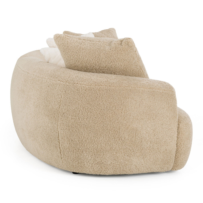 Cassidy Tan Fabric Curved Mini Sectional Sofa
