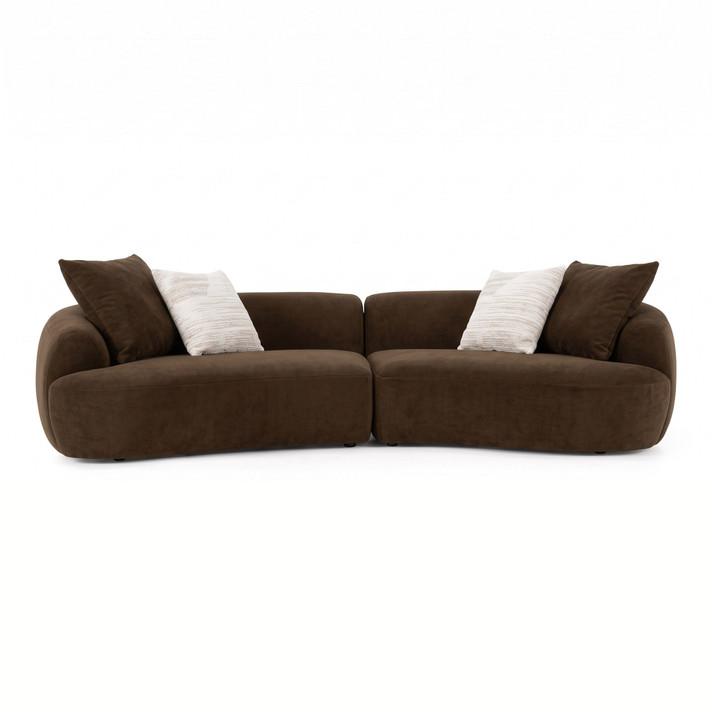 Cassidy Brown Fabric Curved Mini Sectional Sofa