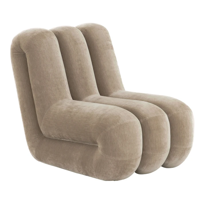 Divot Modern Taupe Fabric Accent Chair + Ottoman
