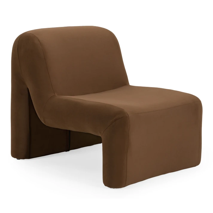 Rokki Slipper Accent Chair, Brown Velvet