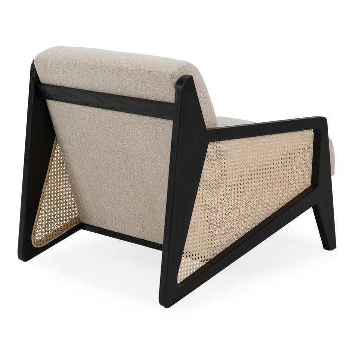 Kravitz -Beige Fabric + Rattan + Black Walnut Accent Chair
