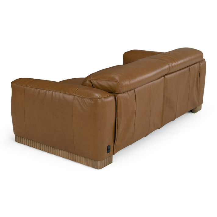 Arthello Brown Leather Sofa w/ 2 Power Recliners & Headrests