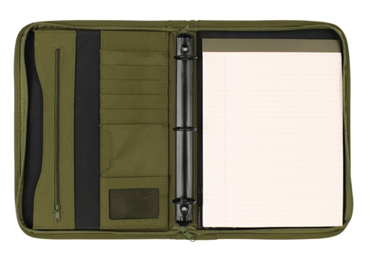 OD Zippered 3 Ring Binder and Padfolio Military Luggage