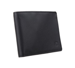 Black Leather RFID Slim Sleek Bi Fold Wallet Image Loading Icon