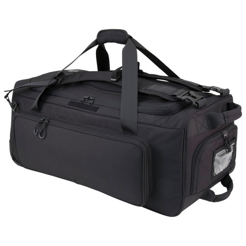 Black Collapsible Wheeled Campaign Deployment Bag With Backpack Straps