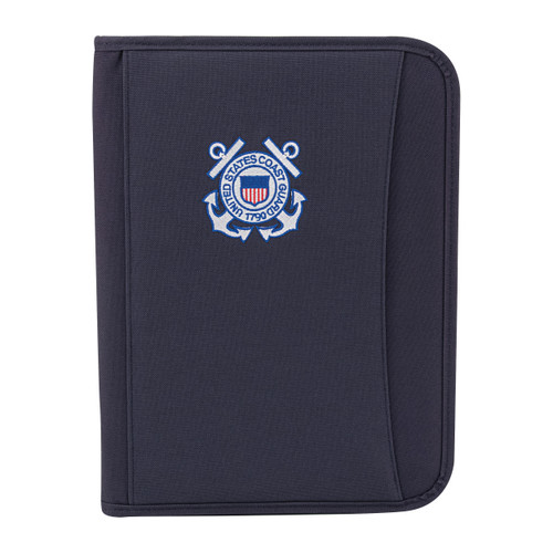 Navy Blue Zippered Padfolio With Coast Guard Logo | Military Luggage
