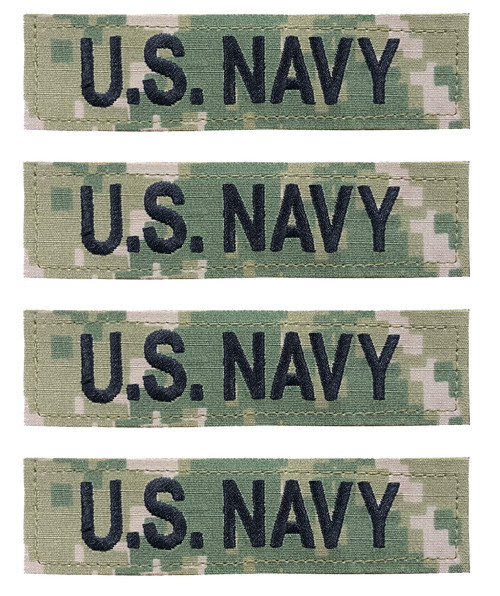 US Navy Name Tapes (Set of 4) With Hook Backing Military Luggage