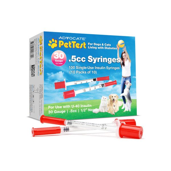PetTest U-40 Insulin Syringes 3G .5CC 1/2" 100/Box (852982006699)