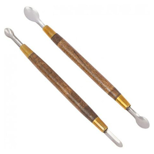 Makes the creation of new decoration patterns and varied effects possible. Difficult to obtain details such as feathers, plant details, petals, and scales are easily done with spoons contoured for easy insertion, lifting and removal from moist clay. The sharpened stainless steel spoons are firmly set in a hardwood handle for a total length of 7”.