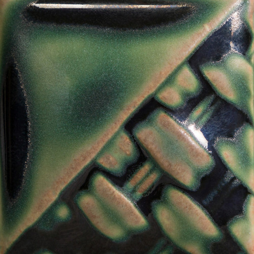 Cone 6 oxidation: Rainforest is a soft matte, emerald green glaze that will pool dark and glossy and break a light brown.

Cone 10 reduction: Color changes to light brown with green variation where thick/pooling. Increased movement.

Tip: This glaze can be very mobile; Recede coats to avoid run off on vertical pieces and practice caution in combination.

Note: Not recommended for dinnerware due to surface durability.