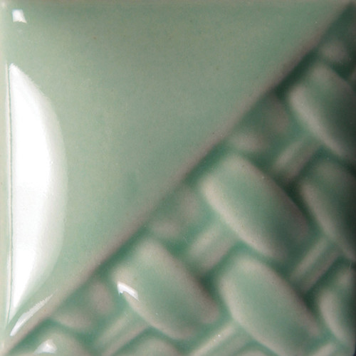 Cone 6: Turquoise provides translucent, bluish-green gloss color. Designed to provide a hint of color with one coat, deeper color with two to three coats – but remaining translucent.

Cone 10: Color fades.

TIP: One coat allows more of the clay body characteristics to appear through the glaze, adding a faint color gloss to the surface. Subsequent coats deepen the turquoise color but at three coats you will still obtain a translucent fired surface. Three+ coats will produce more opacity and less translucency.