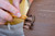 Forge Tool, Yellow Handle with Crescent Blade Carving Pot